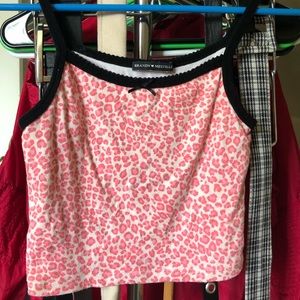 Brandy Melville pink cheetah tank top
